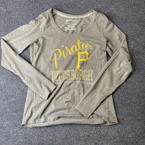 Pittsburgh Pirates Shirt Womens Medium Gray MLB Baseball Long Sleeve '47 Top